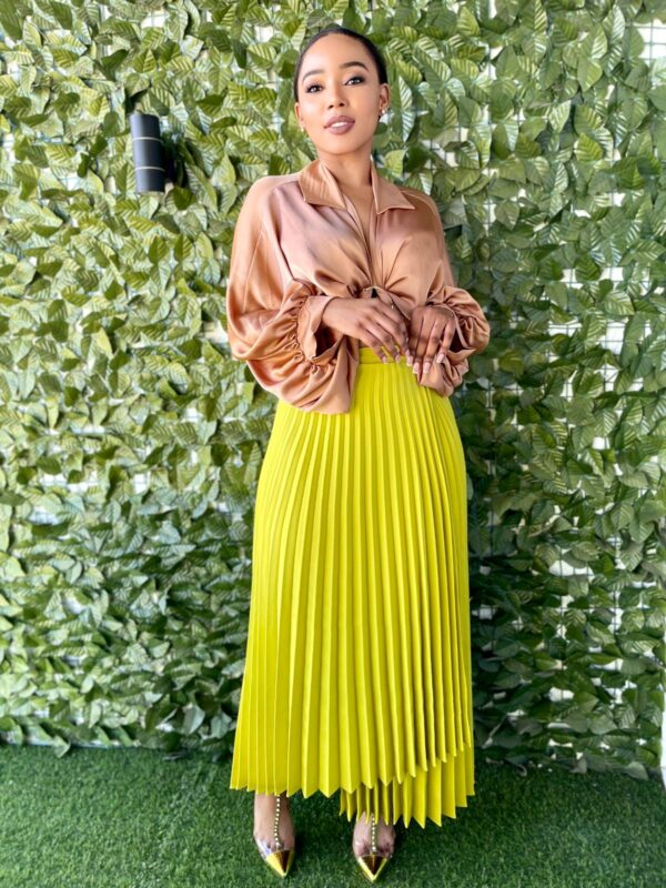 Ms Davis Wrap around Pleated Skirt - Lime