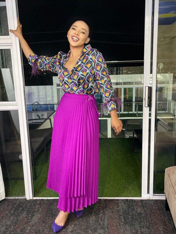 Ms Davis wrap around Pleated Skirt - Purple